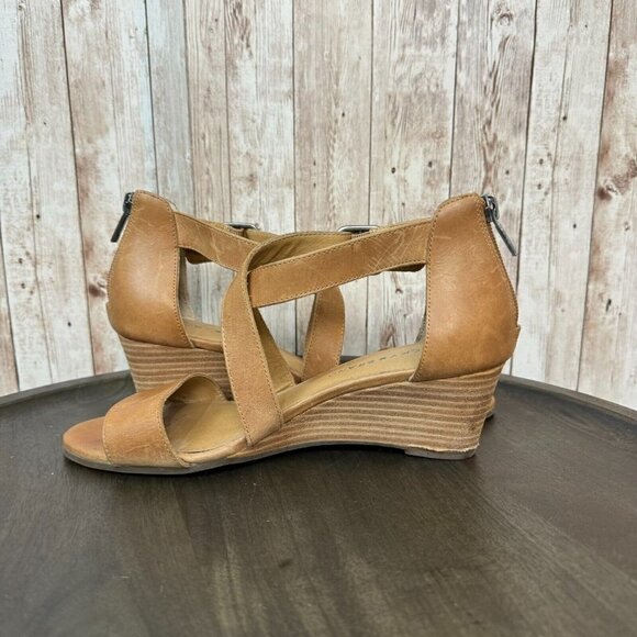 Lucky Brand Womens Jestah Wedge Sandals Ankle Strap Leather Zip-Up Size 7M - Picture 8 of 12